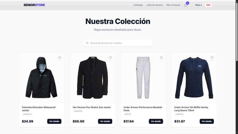 Captura de pantalla de la interfaz de NextJs E-commerce