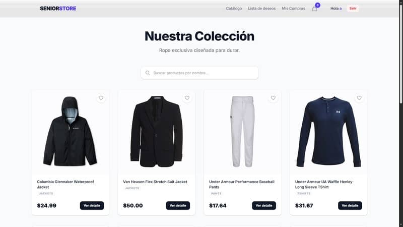 Captura de pantalla de la interfaz de NextJs E-commerce