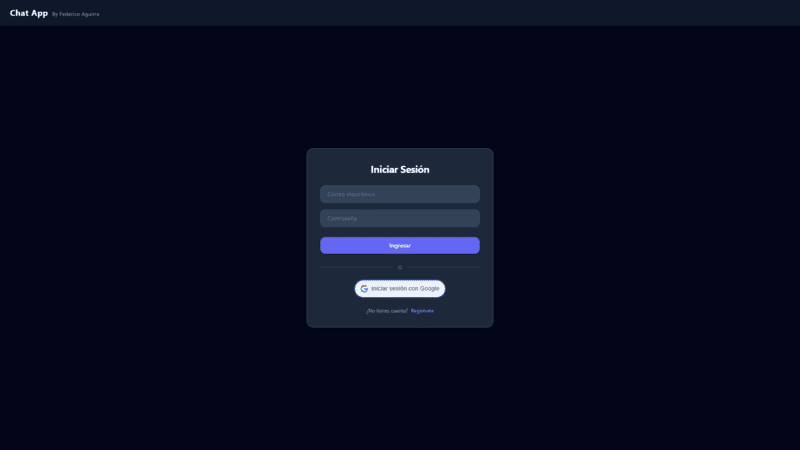 Captura de pantalla de la interfaz de React.js Chat App